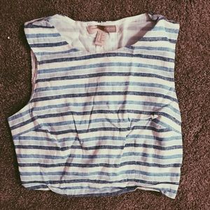 Blue and white crop top